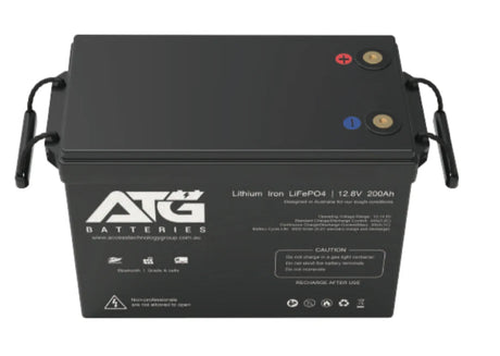ATG 12V 200AH LifePo4 Lithium Battery, with Bluetooth β Compact Case