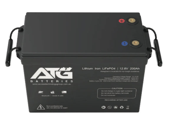 ATG 12V 200AH LifePo4 Lithium Battery, with Bluetooth – Compact Case