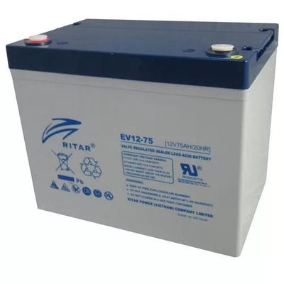 Ritar EV12-75 12V 75Ah AGM Deep Cycle Battery – EV Series