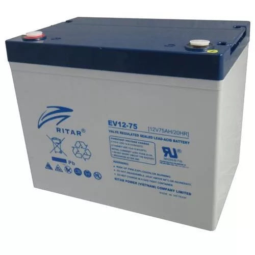 Ritar EV12-75 12V 75Ah AGM Deep Cycle Battery – EV Series