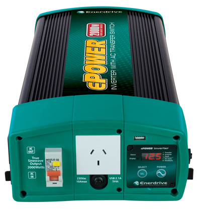 Enerdrive Epower 2000w 12v True Sine Wave Inverter With AC Transfer & Safety Switch