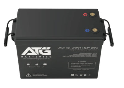 ATG 12V 200AH LifePo4 Lithium Battery, with Bluetooth – Compact Case