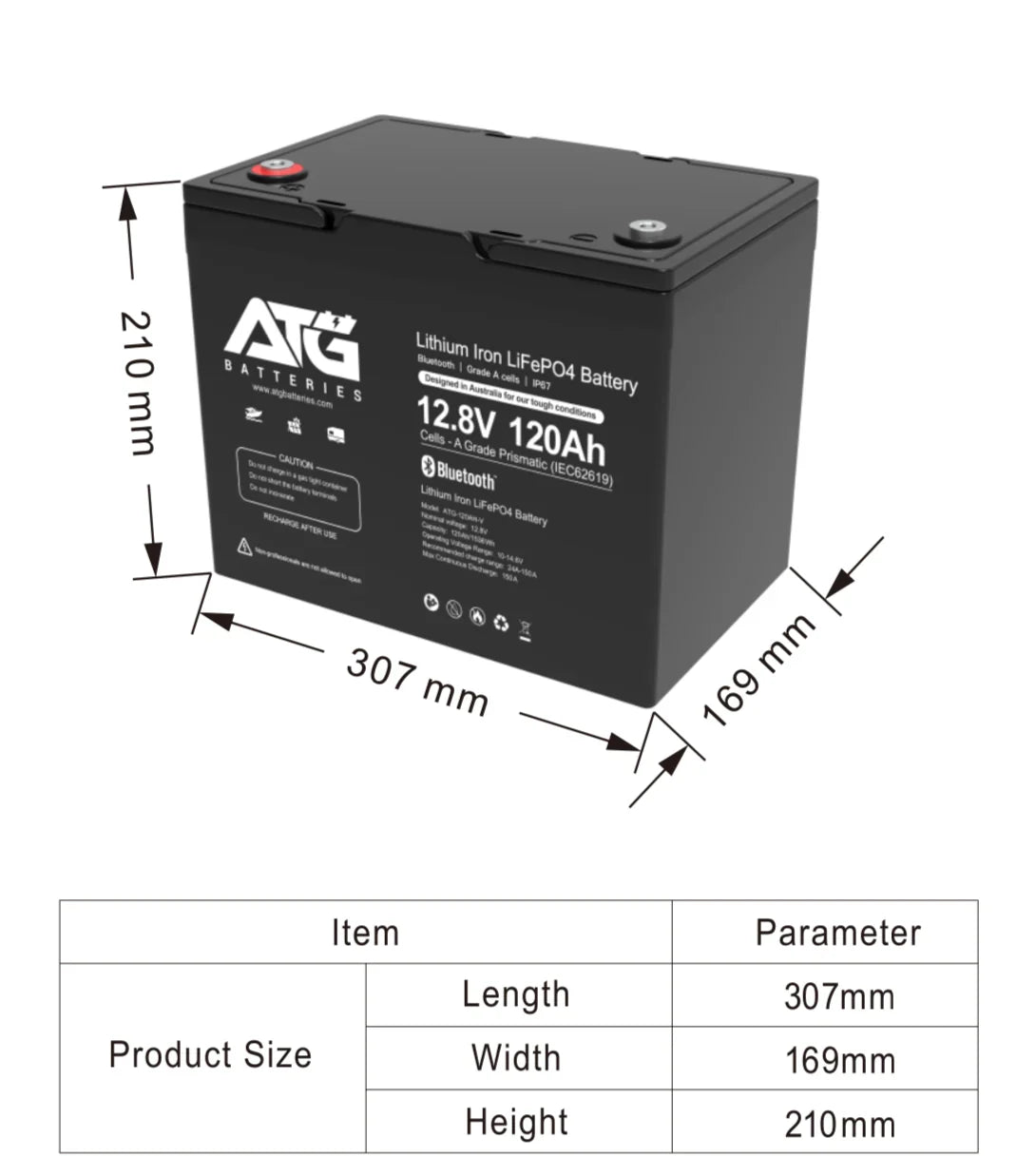 ATG 120Ah LiFePO4 lithium battery
