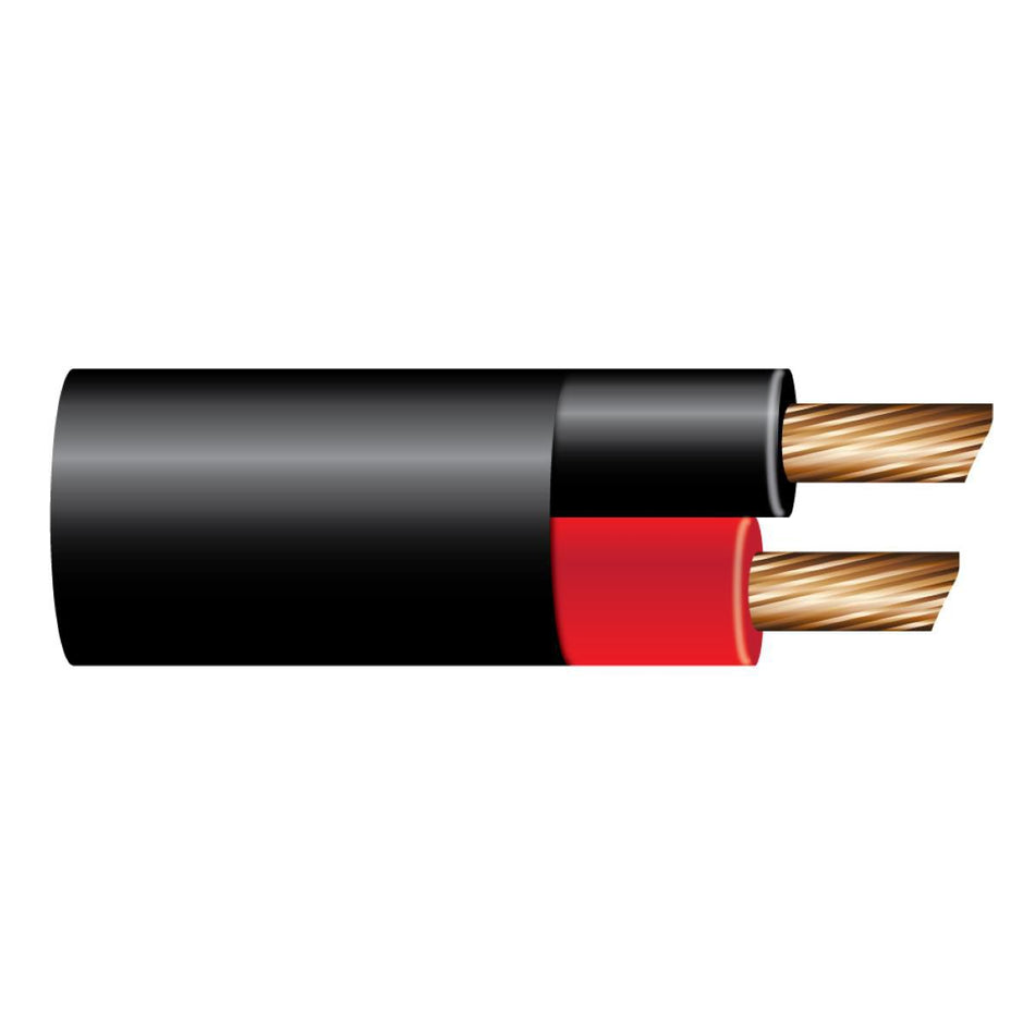 OEX 2mm Twin Core Automotive Cable, Red/Black, With Black Sheath