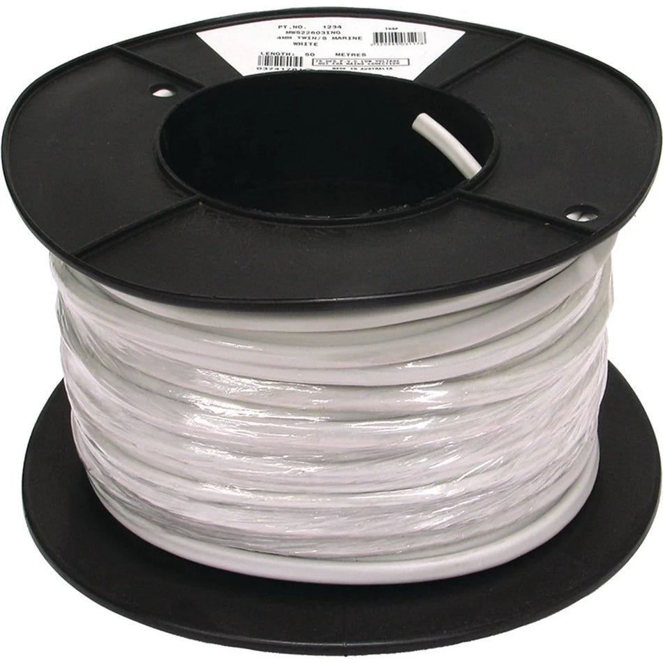 OEX 4mm Twin Core Tinned Marine Cable, Red/Black With White Sheath