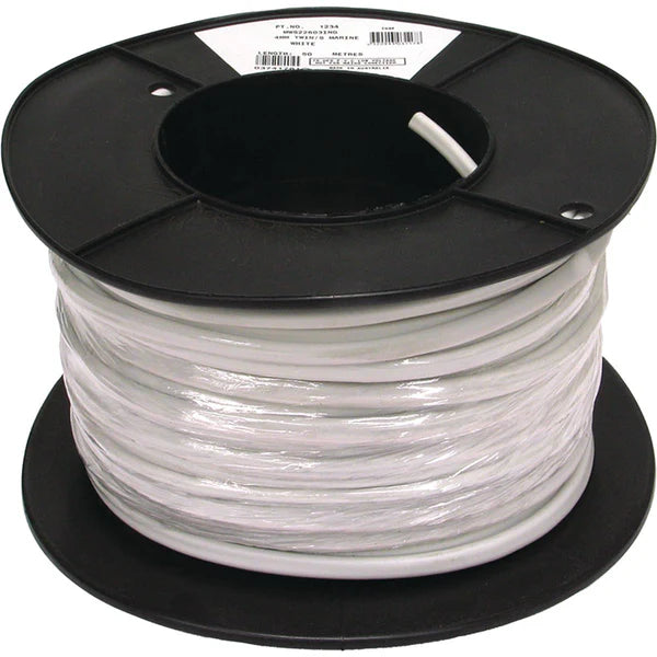 OEX 6mm Twin Core Tinned Marine Cable, Red/Black With White Sheath