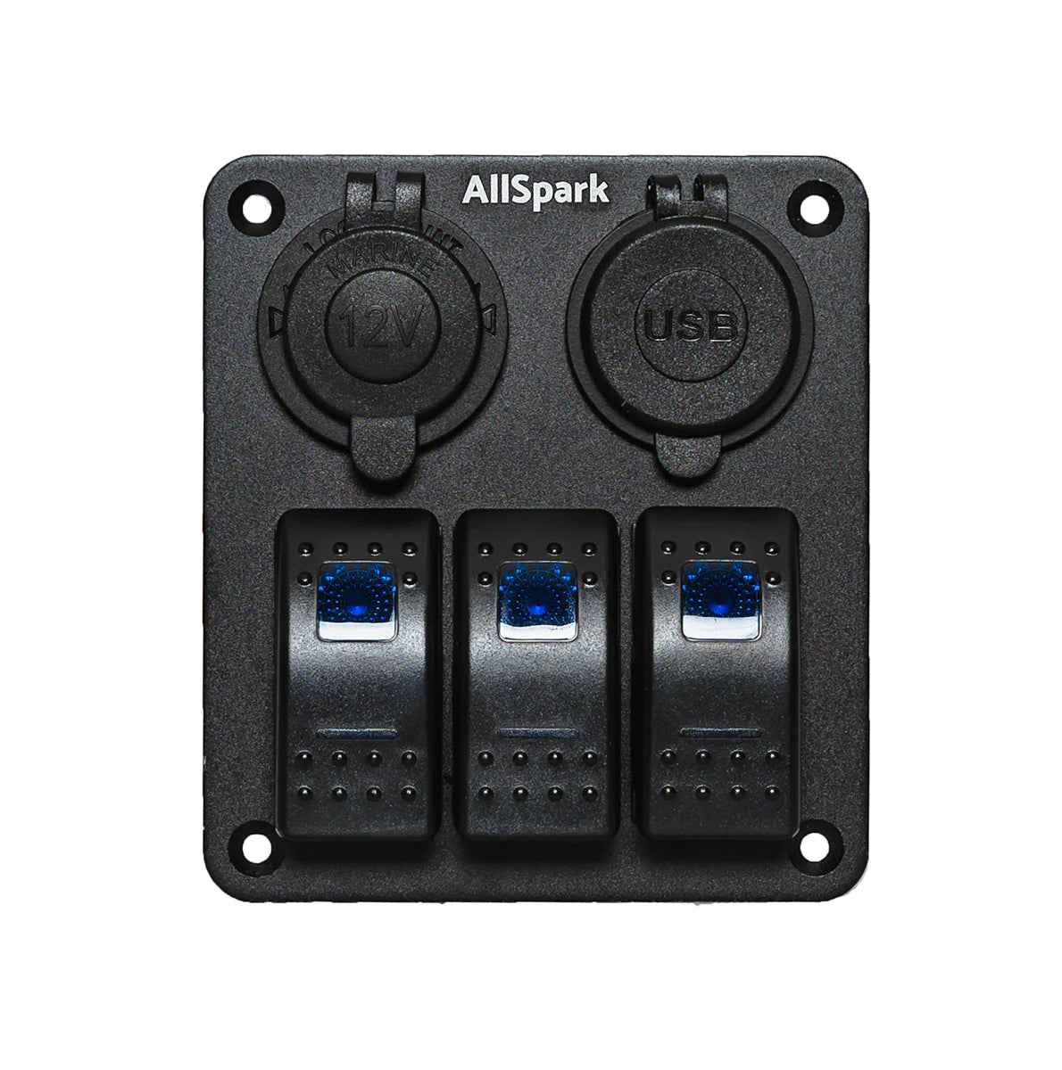 3 way rocker switch panel with Cig socket and dual 2.4A USB ...
