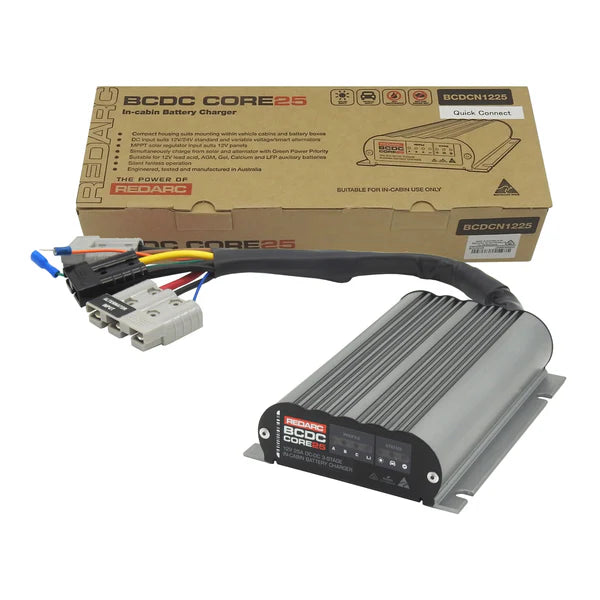 Redarc BCDC CORE 'In-Cabin' 25A DC Quick Connect Battery Charger | In Cabin use only | BCDCN1225-QC