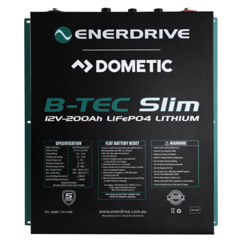 Enerdrive B-TEC 200Ah 12V LiFePO4 Slim Battery