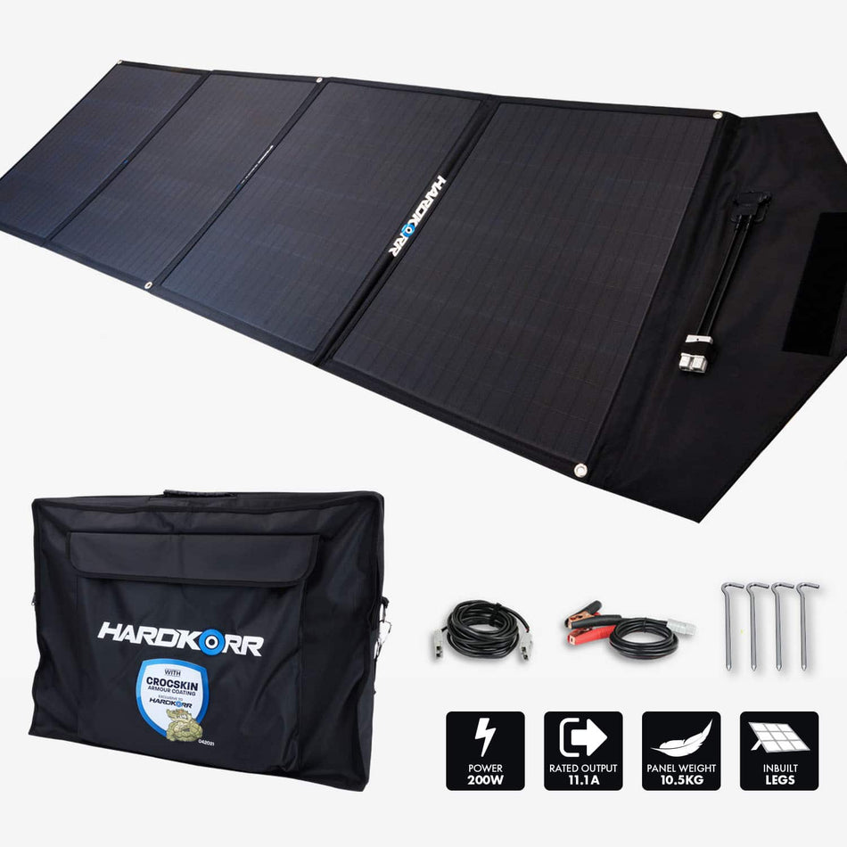 Hardkorr 200w Heavy Duty Solar Mat Mkii — Croc Skin With 15a Lithium-compatible Regulator