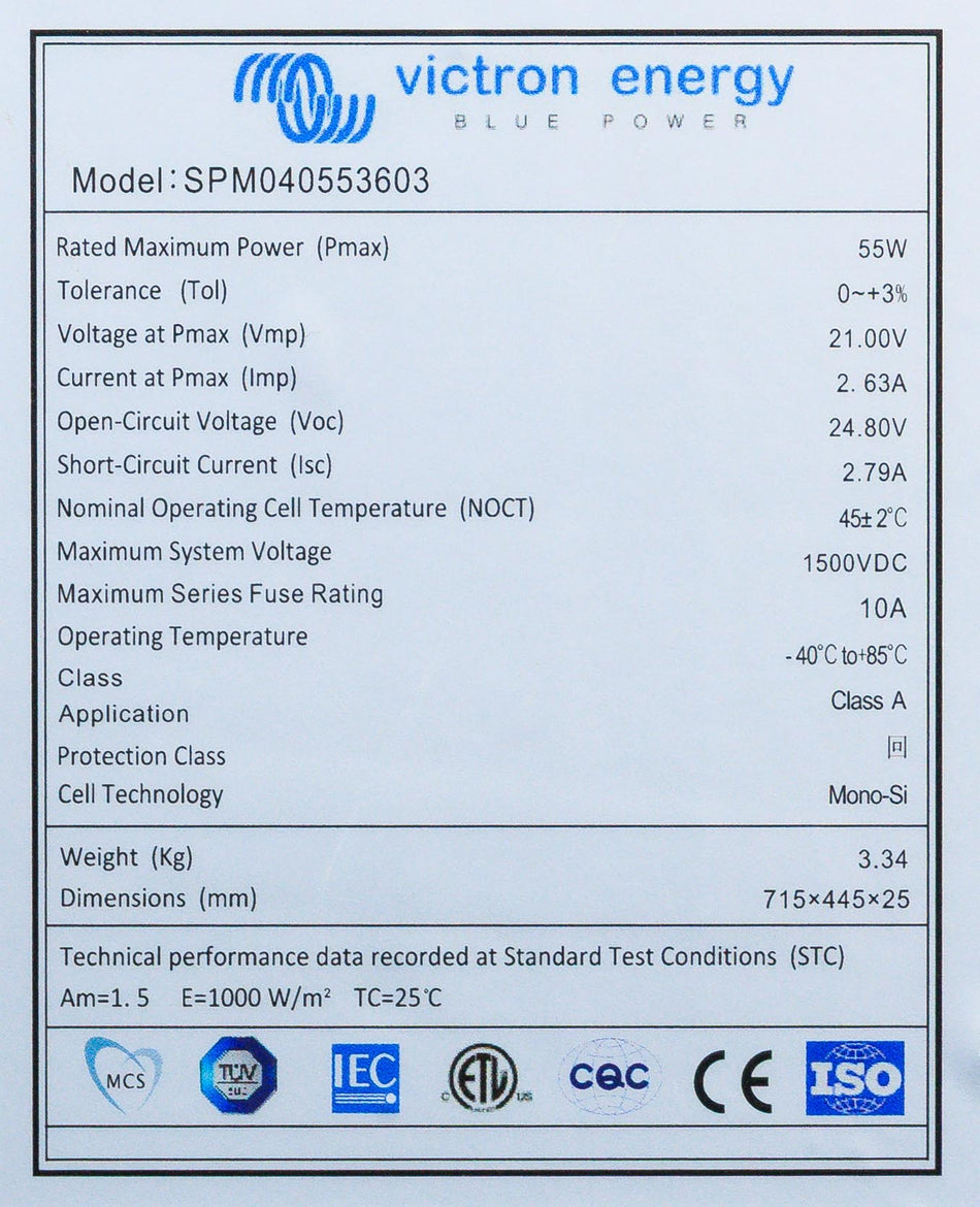 Victron BlueSolar 55W 12V monocrystalline solar panel