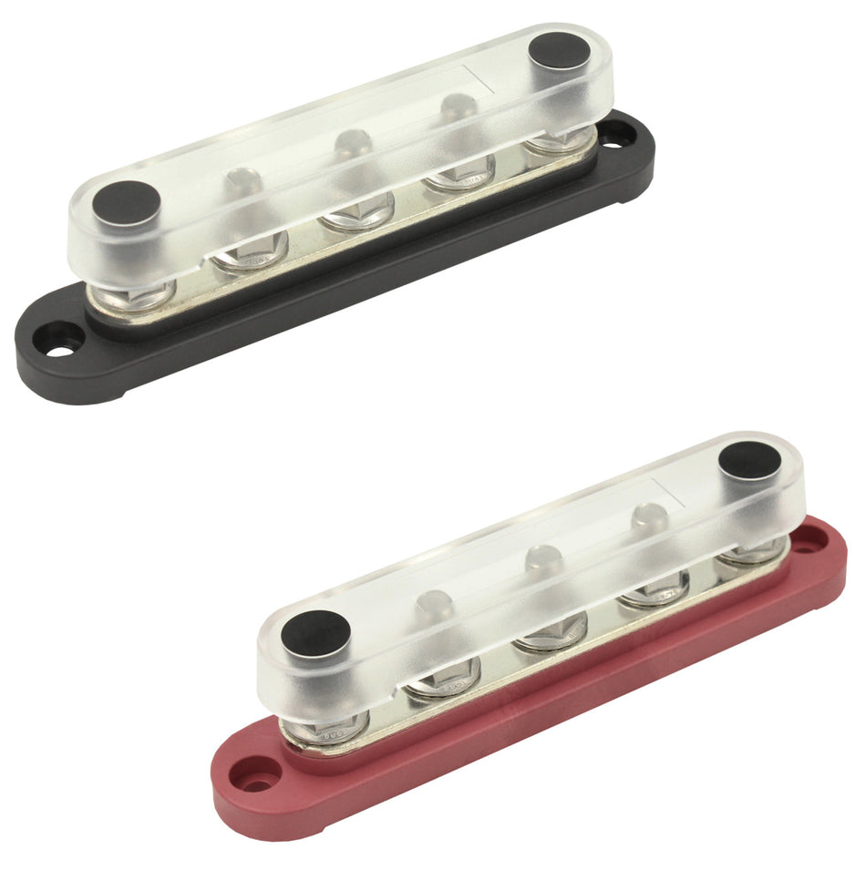 5 Gang M8 Power Distribution Block - Bus Bar -(Black)