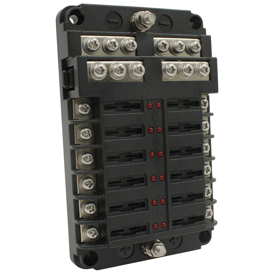 12 Way Blade Fuse Block with Bus Bar