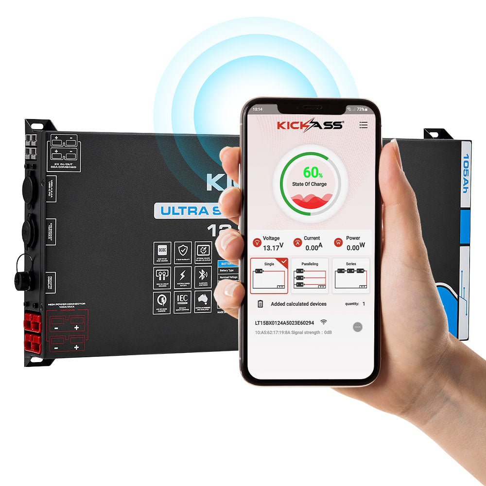 KickAss Smart 12V 105Ah Ultra Slimline Lithium Battery