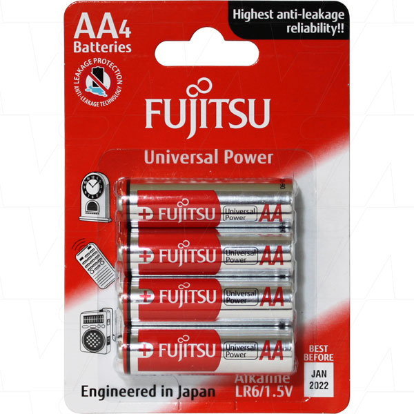 Fujitsu LR6 AA size alkaline battery (4 Pack)